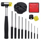 Professional Roll Pin Punch Tools Set With Hammer Woodworking Removing Repair Tools With Storage Pouch Pin punch + 25MM rubber double-sided hammer + two accessories heads + workbench