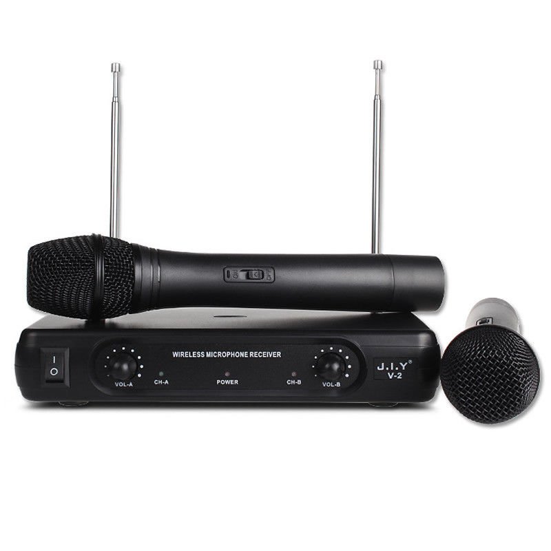 Professional Wireless Microphone System Karaoke Dual Handheld Dynamic Microphones Mic for Home Party KTV black_U.S plug