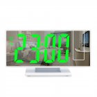 Projection Clock With USB Cable 180° Rotation Projection Alarm Clock With Temperature Show Snooze Function White shell with green letters