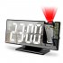 Projection Clock With USB Cable 180   Rotation Projection Alarm Clock With Temperature Show Snooze Function White shell with green letters