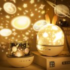 Projector LED Night Light USB Charging Rotating Projection Lamp for Kids Pink Rabbit