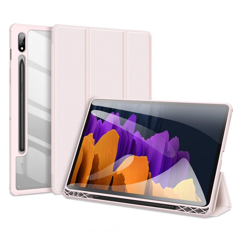 Protective Case Pu+tpu+acrylic Precise Cutout Case Compatible For Samsung Tab S8 S8 Ultra Transparent Cover elegant pink_Tab S8 Plus/S7 Plus/S7 FE