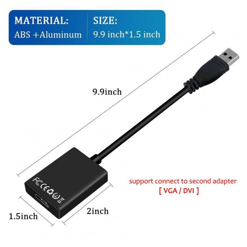 USB 3.0 to HDMI HD 1080P Video Cable Adapter with Audio Output for Windows XP / 10 / 8.1 / 8 / 7 [ NO MAC & VISTA ]  