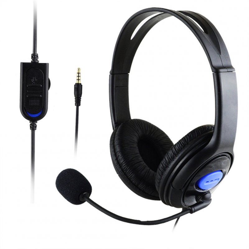 Ps4 Gaming  Headset Adjustable Omnidirectional Microphone 3.5mm Plug Noise Reduction Wired Earphone With Volume Controller black