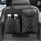 Pu Leather Car Storage Bag Auto Interior Seat Back Organizer Multi-functional Tissue Holder Pocket Stowing Tidying Hanging Bag black