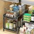 Pull Out Sliding Drawer Cabinet Organizer Slide Out Stackable Under Sink Cabinet Organizer 2 Tier Storage Shelf Multipurpose For Kitchen Bathroom white