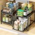 Pull Out Sliding Drawer Cabinet Organizer Slide Out Stackable Under Sink Cabinet Organizer 2 Tier Storage Shelf Multipurpose For Kitchen Bathroom white