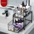 Pull Out Sliding Drawer Cabinet Organizer Slide Out Stackable Under Sink Cabinet Organizer 2 Tier Storage Shelf Multipurpose For Kitchen Bathroom white