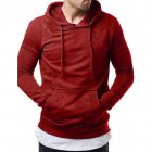 Pure Color Leisure Hole Fashion Men Side zipper Sweatershirt red 2XL