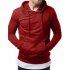 Pure Color Leisure Hole Fashion Men Side zipper Sweatershirt red XL