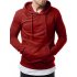 Pure Color Leisure Hole Fashion Men Side zipper Sweatershirt red 2XL
