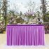 Purple Color Long Yarn Table Skirt with Threaded Ribbon for Wedding Party