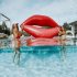 Pvc Inflatable Swimming Ring Lip shaped Floating Bed Lie on Pool Float Water Toys rose gold