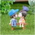 Pvc Kissing  Couple  With  Bench Miniature Dolls Ornaments Decorative Figure male blue female pink couple  bench