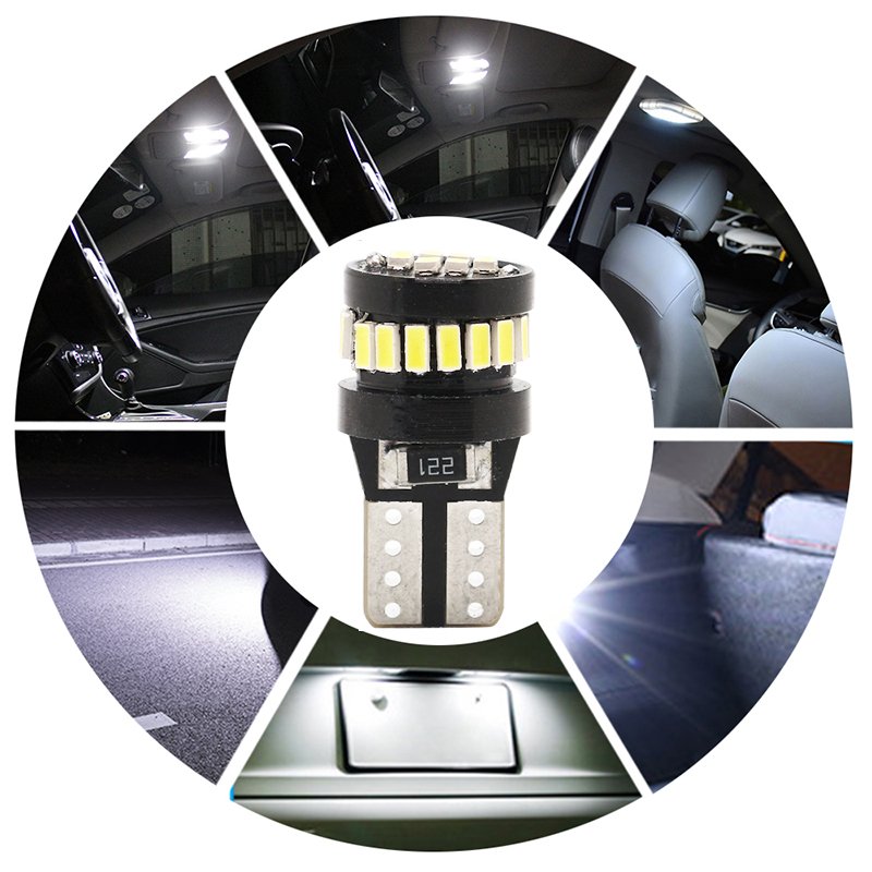 2Pcs T10 LED Canbus W5W LED Bulb Auto Lamp 3014 24SMD Car Interior Light Bulb White  
