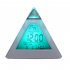Pyramid Shape Digital Led Alarm Clock Time Date Temperature Display 7 Colors Changing Desk Clock White
