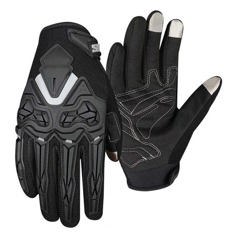 Motorcycle Gloves For Men Women Touchscreen Breathable Anti-slip Full Finger Protective Gloves For Motocross Racing black XL