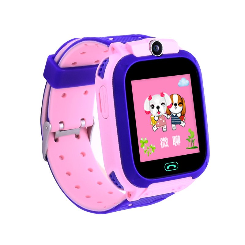 Q12b Children's Smart  Watch Silicone Waterproof Positioning Touch Screen Smart  Watch Pink