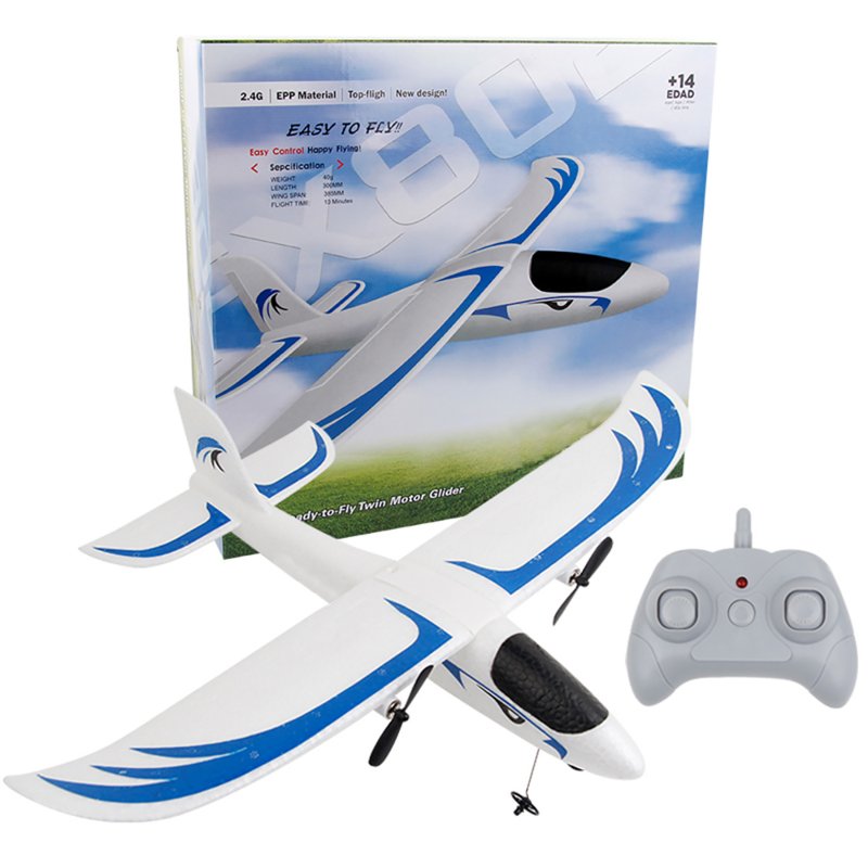 Fx802 Remote Control Aircraft 2.4g 2ch Fixed-Wing RC Glider RC Airplane Model Toys Blue
