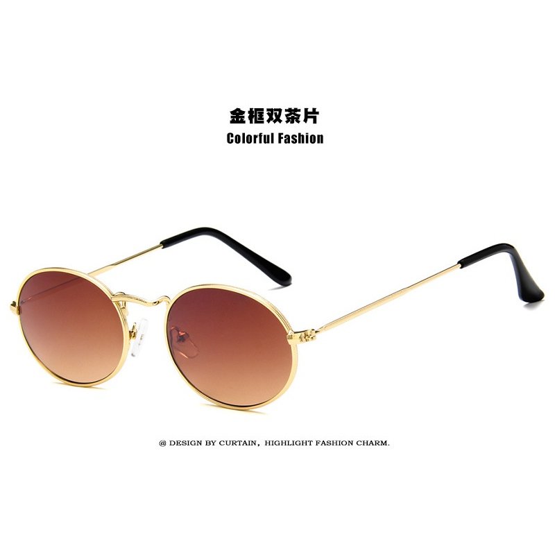 Unisex Outdoor Retro Style Sun Glasses Stylish Metal Frame Oval Color Lens UV400 Sunglasses for Men Women - 