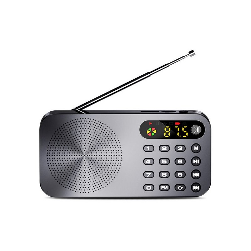 Q6 Multi-function Fm Radio 3600mah Battery Rechargeable Led Digital Display Radio gray