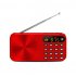 Q6 Multi function Fm Radio 3600mah Battery Rechargeable Led Digital Display Radio red