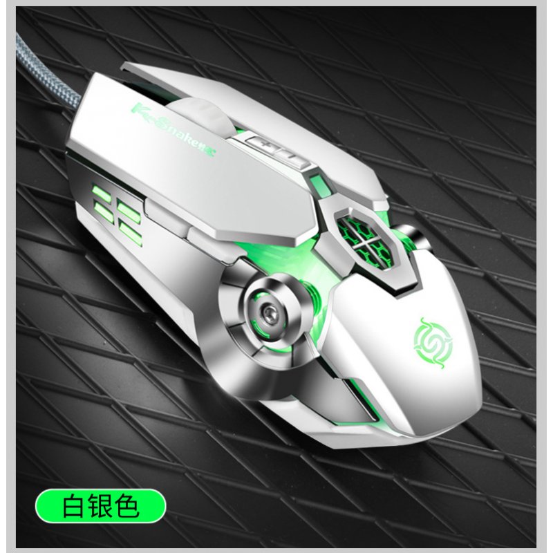Q7 Gaming Mice 7 Buttons USB Wired Gamer Mouse Professional Optical Mice Adjustable 4000 DPI White silver