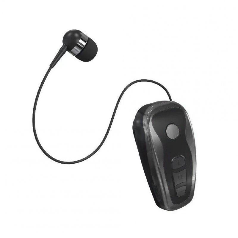 Q7 Wireless Convenient Bluetooth 4.1 Earphone Stereo Headset Voice Report In-Ear Retractable Wire Business Neck Clip Design Black gray