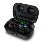 Q82 TWS Bluetooth 5 0 Earphones with LED Digital Display Charging Compartment Mobile Power Bank Travel Headset black