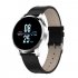 Q9 Men Smart Watch Waterproof Message Call Reminder Smartwatch Heart Rate Monitor Fashion Fitness Bracelet Black dial black leather strap