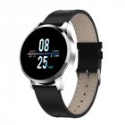 Q9 Men Smart Watch <span style='color:#F7840C'>Waterproof</span> Message Call Reminder Smartwatch Heart Rate Monitor Fashion Fitness Bracelet Silver dial black leather strap
