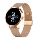 Q9 Men Smart Watch Waterproof Message Call Reminder Smartwatch Heart Rate Monitor Fashion Fitness Bracelet Gold dial gold steel strap