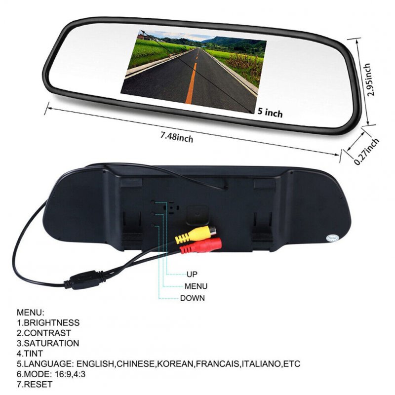 5-inch Mirror Monitor HD Car Backup Camera Rear View System Night Vision Kit 