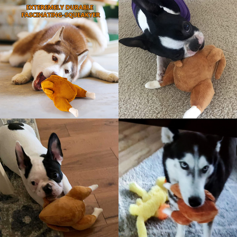 Pet Dog Roast Chicken Plush Squeaky Stuffed Toys Chew-resistant Chew Toy Teeth