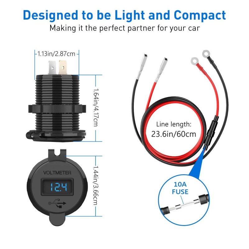 Car Motorcycle Refitted USB Charger Mobile Phone Tablet QC3.0 Metal Quick ChargingBRTK