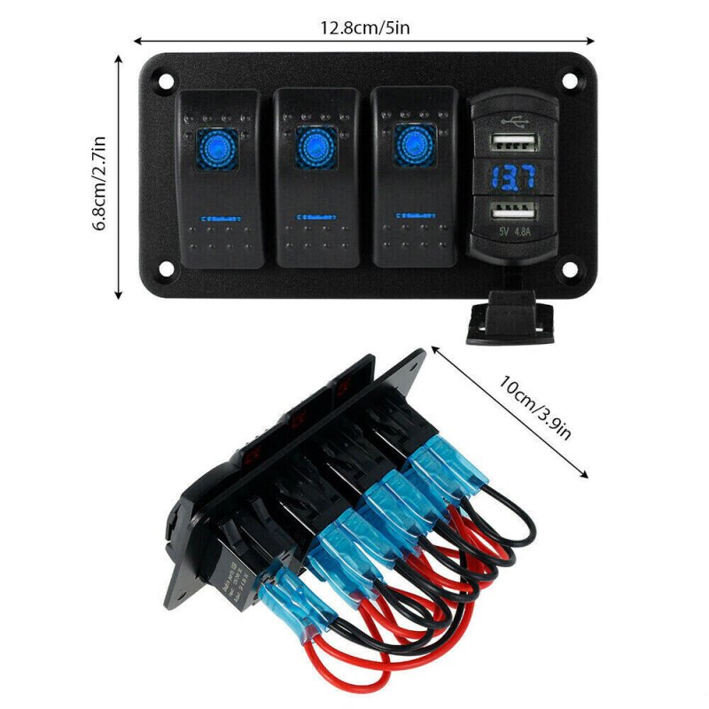 Rocker  Switch  Panel Dual Usb+ Voltage Digital Display Panel Car Modification Parts 