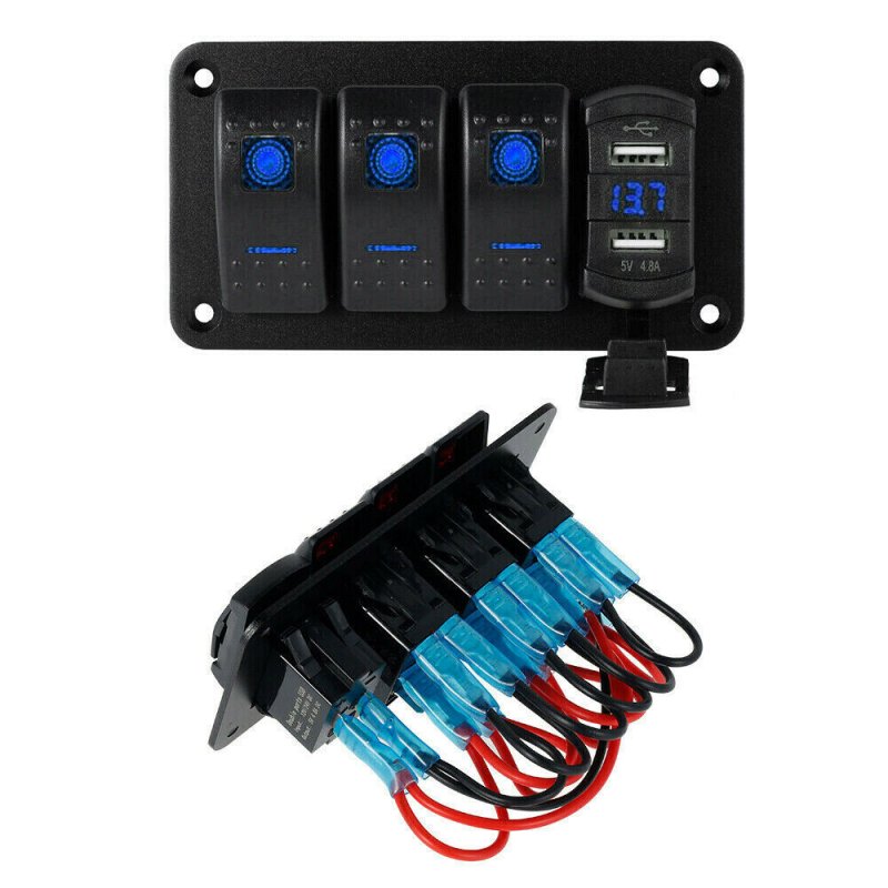 Rocker  Switch  Panel Dual Usb+ Voltage Digital Display Panel Car Modification Parts 