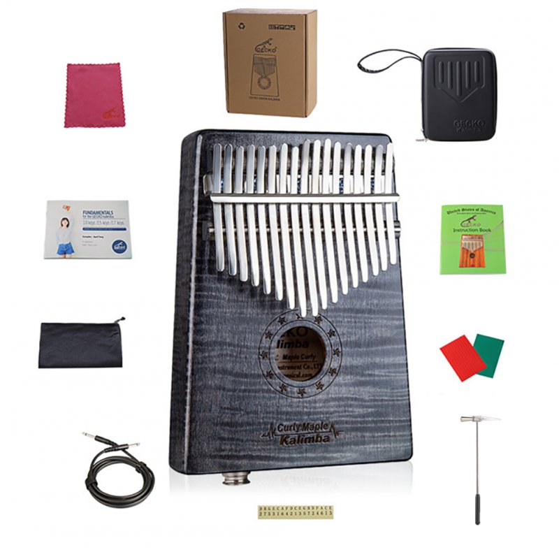 17 Key Wooden Thumb Piano Kalimba with EQ Tiger Pattern Maple Music Instrument Toy Gift 