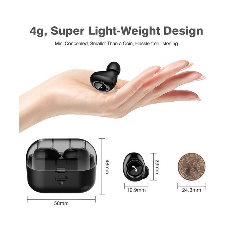 TWS Bluetooth 5.0 Headset Wireless Handsfree Earphones for Sport Driving Stereo Music Mini Earbuds with Charging Box 