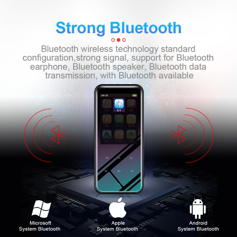 8/16/32GB Bluetooth Portable MP3 Player HIFI Sport Music Speakers MP4 Media FM Radio Recorder for Students English Learning 32GB