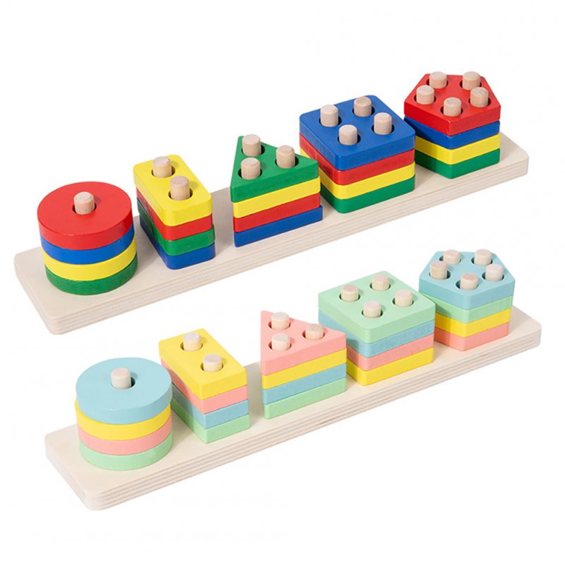 Kids Wooden Sorting Stacking Toys For Toddlers Shape Color Matching Building Blocks Educational Toys Gifts For Boys Girls 