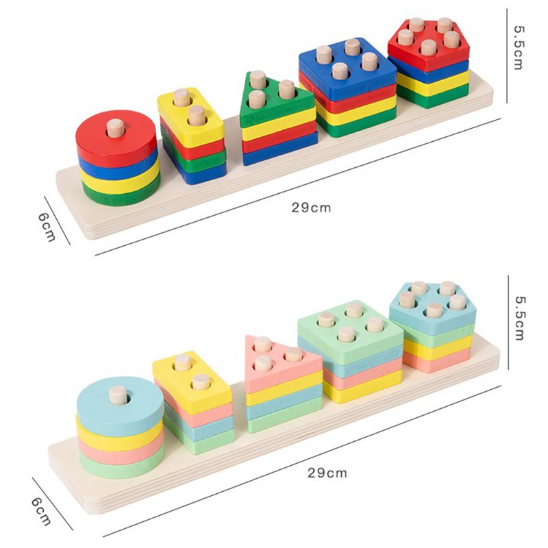 Kids Wooden Sorting Stacking Toys For Toddlers Shape Color Matching Building Blocks Educational Toys Gifts For Boys Girls 