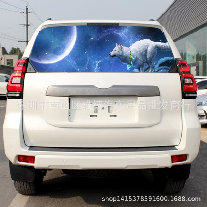 Automobile Sticker Car SUV Truck Rear Window Decal Night Wolf Howling Vinyl Sticker Decoration 