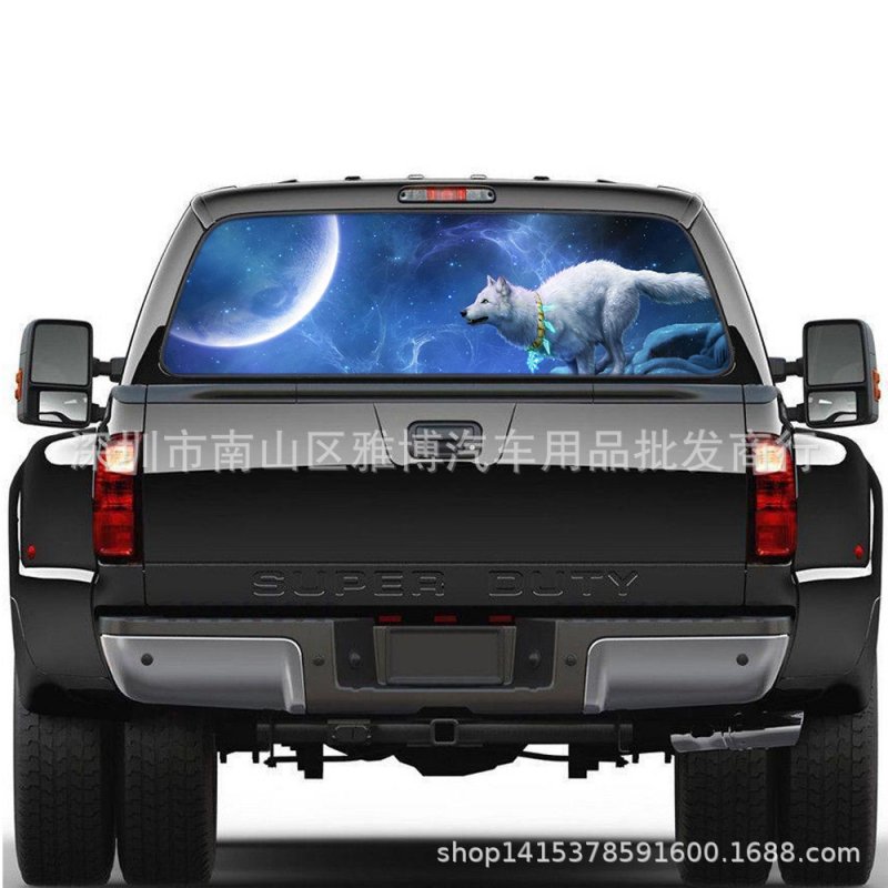 Automobile Sticker Car SUV Truck Rear Window Decal Night Wolf Howling Vinyl Sticker Decoration 