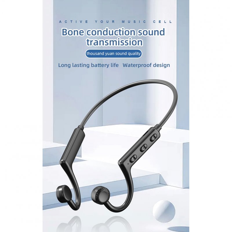 Ks-19 Bluetooth Headset Hanging Neck Bone Conduction Business Sports Earbuds Hifi Stereo Music Gaming Earphones 
