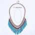 Qiyun  TM  Women s Turquoise Spike Tassel Fringe Bib Statement Choker Gold Chain Necklace