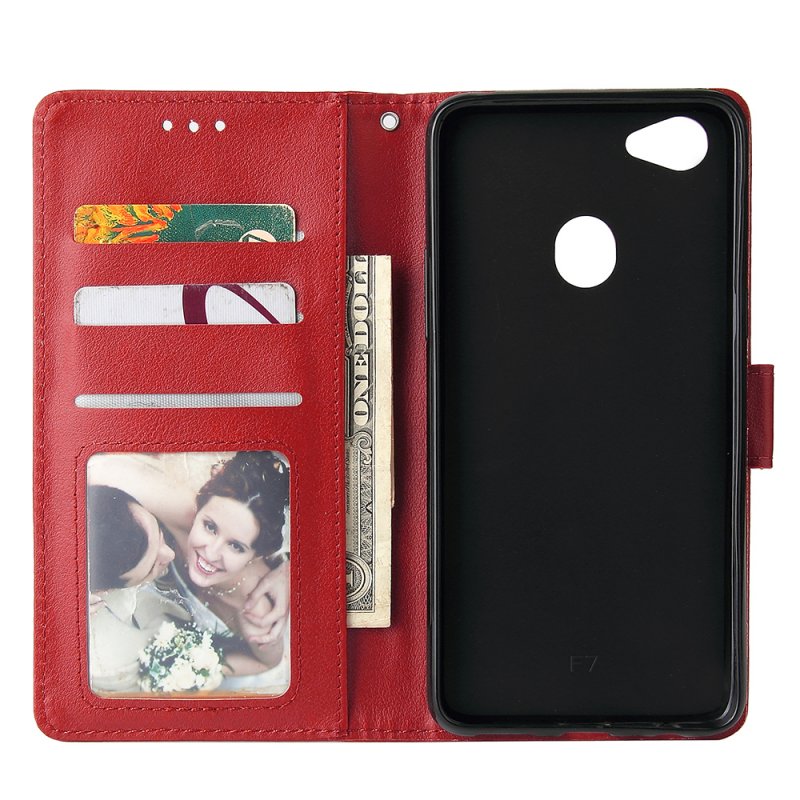 For OPPO F7 Wallet-type PU Leather Protective Phone Case with Buckle & 3 Card Position 