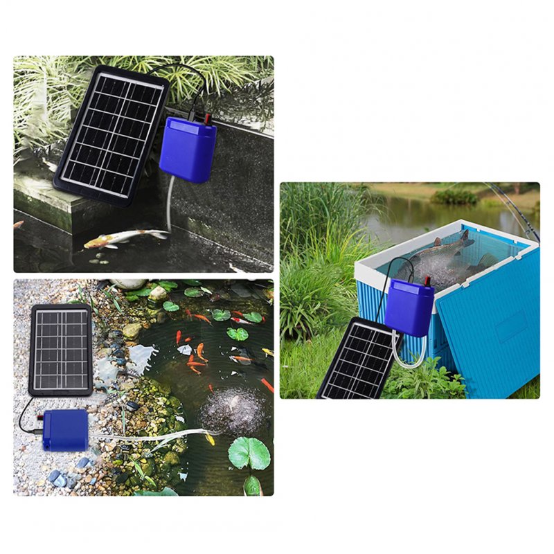 Solar Oxygen Pump Large Capacity Lithium Battery Silent Usb Charging Aquarium Fish Tank Air Pump 