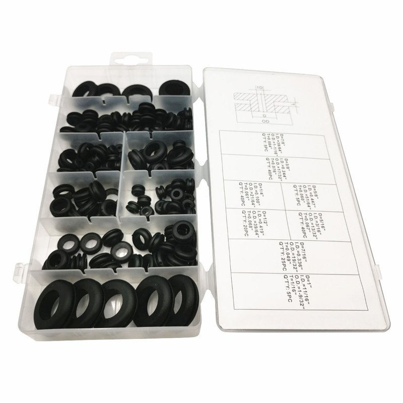 180pcs Rubber Grommet Firewall Wire Gasket O-ring Seal Ring Guard Coil String Coil Assortment Set Rubber