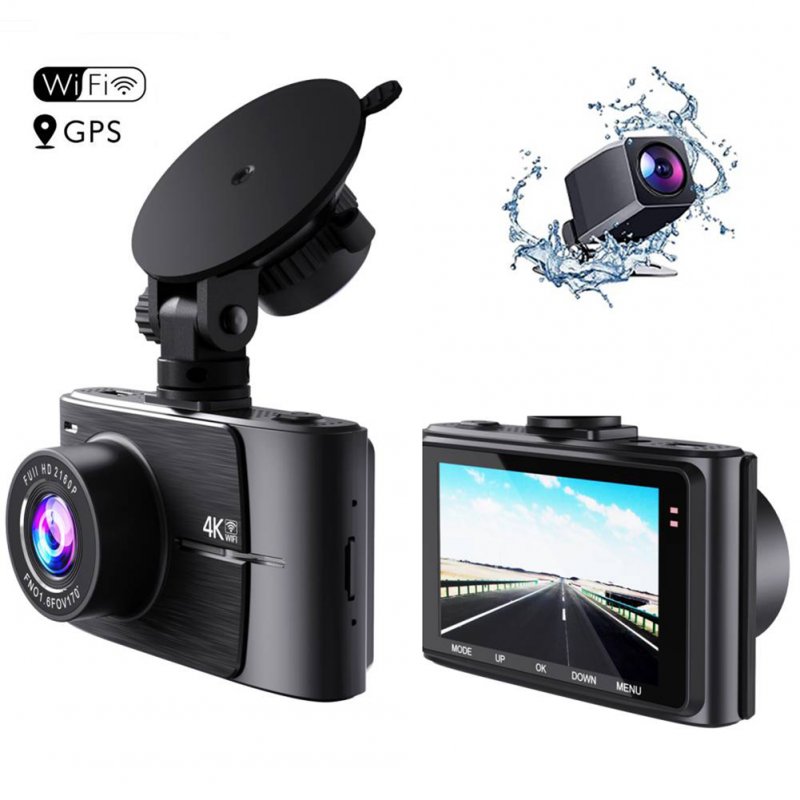 Car HD Driving Recorder 3-Inch 4k+1080p Dual Lens Wide-angle Dual Recording Night Vision Dash Cam 